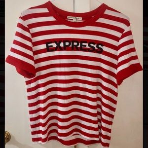 EXPRESS Red and White Striped Tee